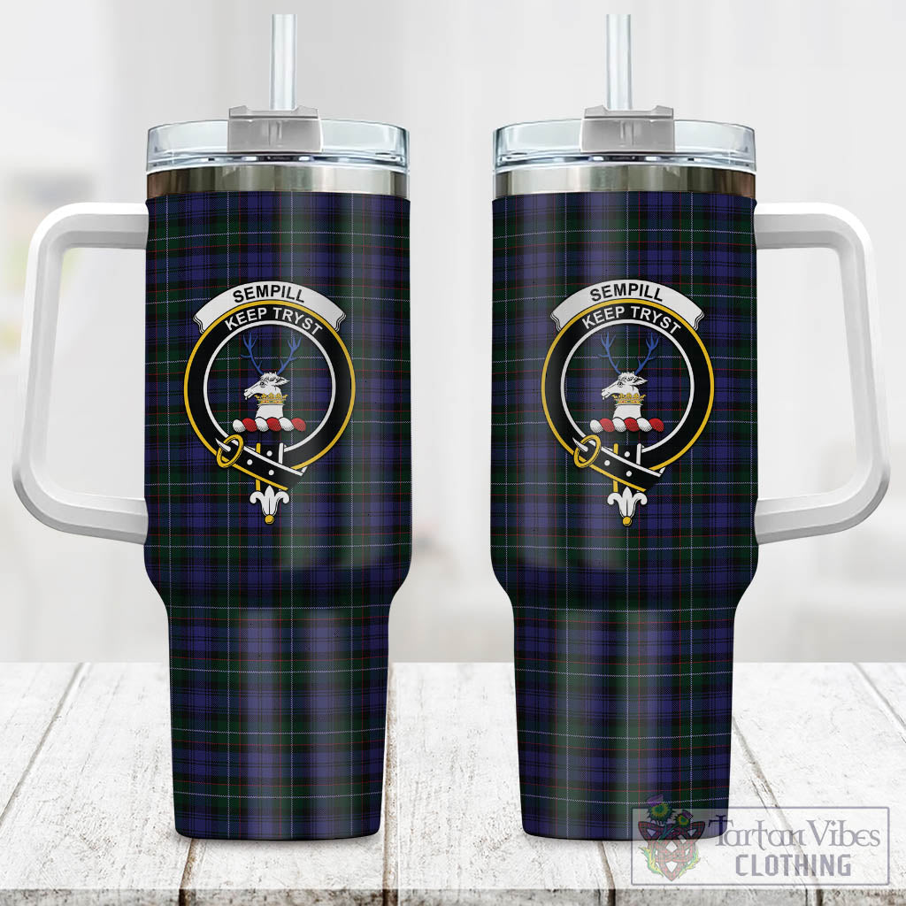 Tartan Vibes Clothing Sempill Tartan and Family Crest Tumbler with Handle