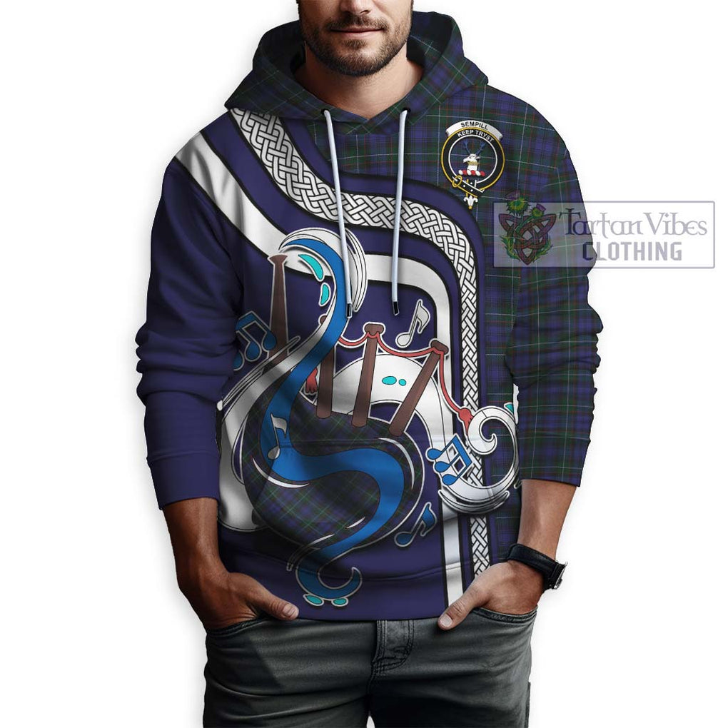 Sempill (Semple) Tartan Hoodie with Epic Bagpipe Style Zip Hoodie - Tartanvibesclothing Shop