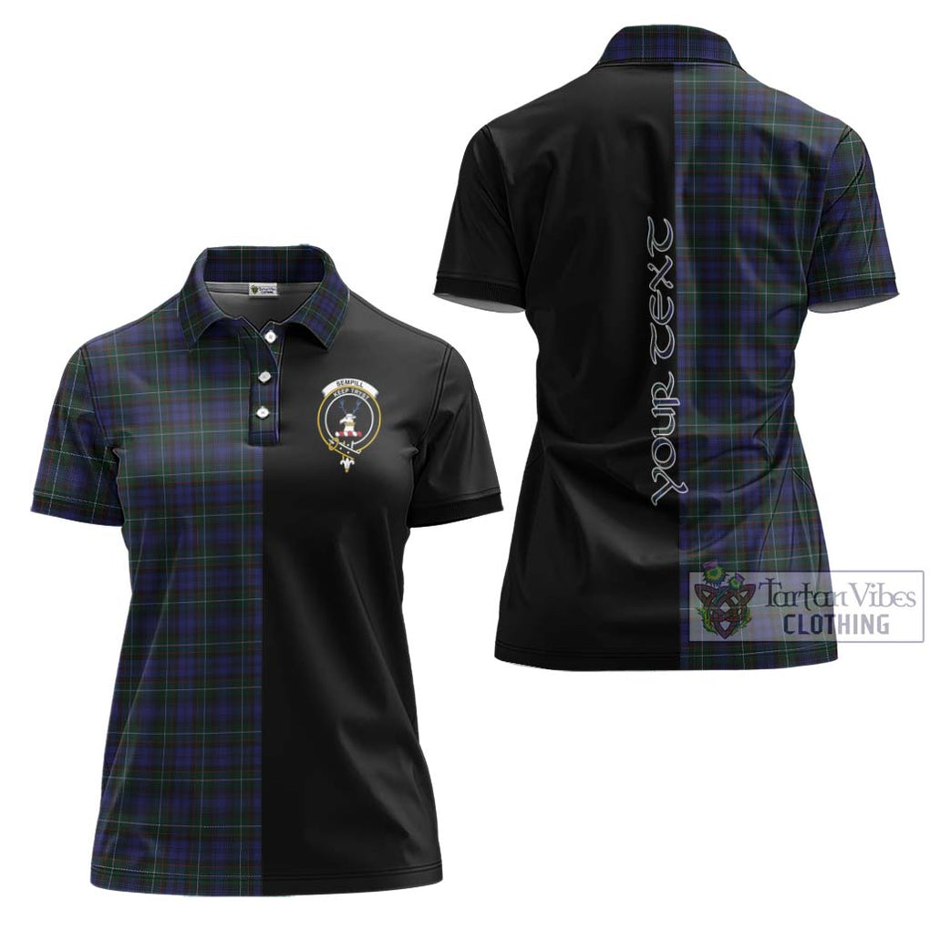 Sempill (Semple) Tartan Women's Polo Shirt with Family Crest and Half Of Me Style Women - Tartanvibesclothing Shop