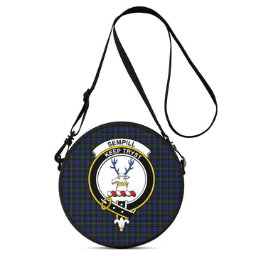 Sempill (Semple) Tartan Round Satchel Bags with Family Crest