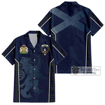 Sempill (Semple) Tartan Short Sleeve Button Shirt with Family Crest and Lion Rampant Vibes Sport Style