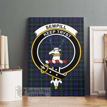 Sempill (Semple) Tartan Canvas Print Wall Art with Family Crest