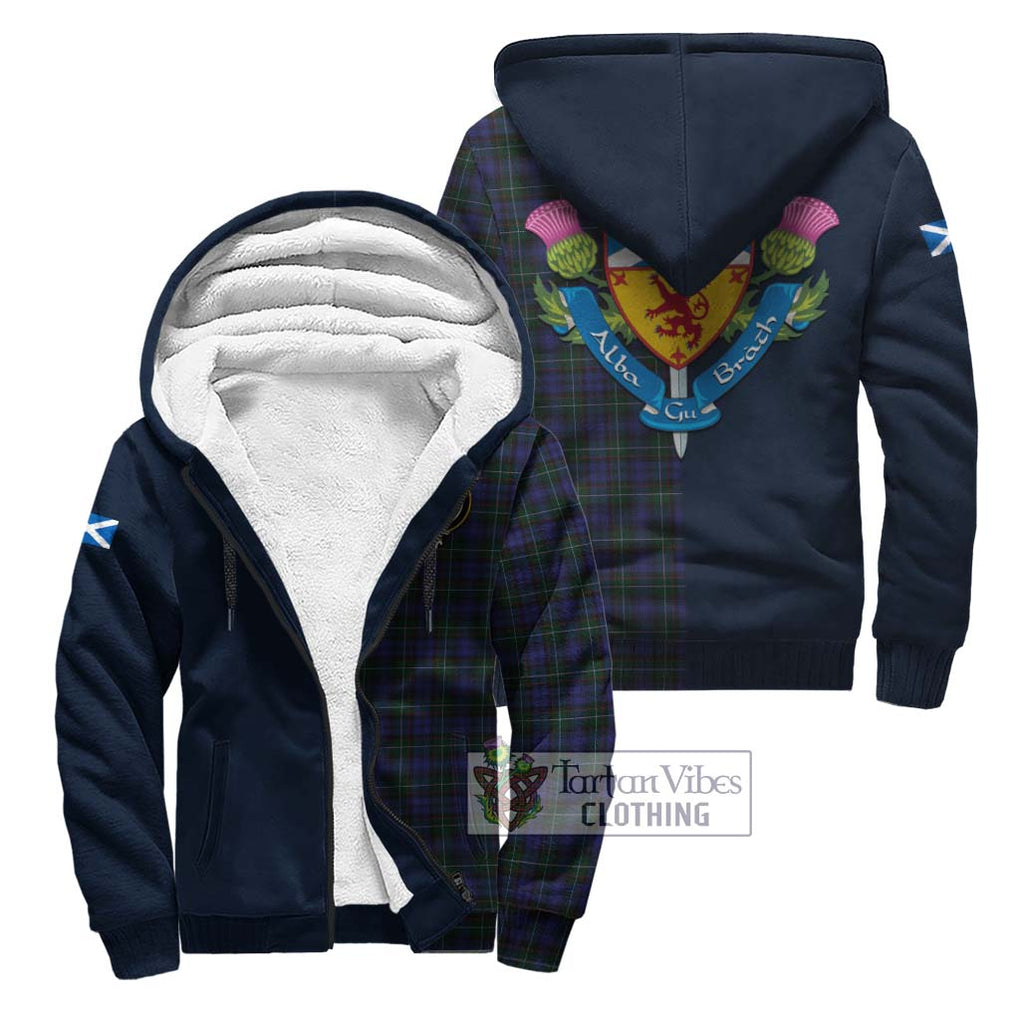 Tartan Vibes Clothing Sempill Tartan Sherpa Hoodie with Scottish Lion Royal Arm Half Style