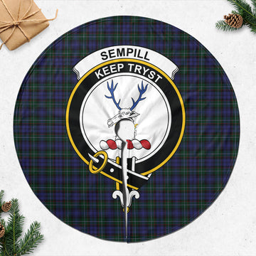 Sempill (Semple) Tartan Christmas Tree Skirt with Family Crest