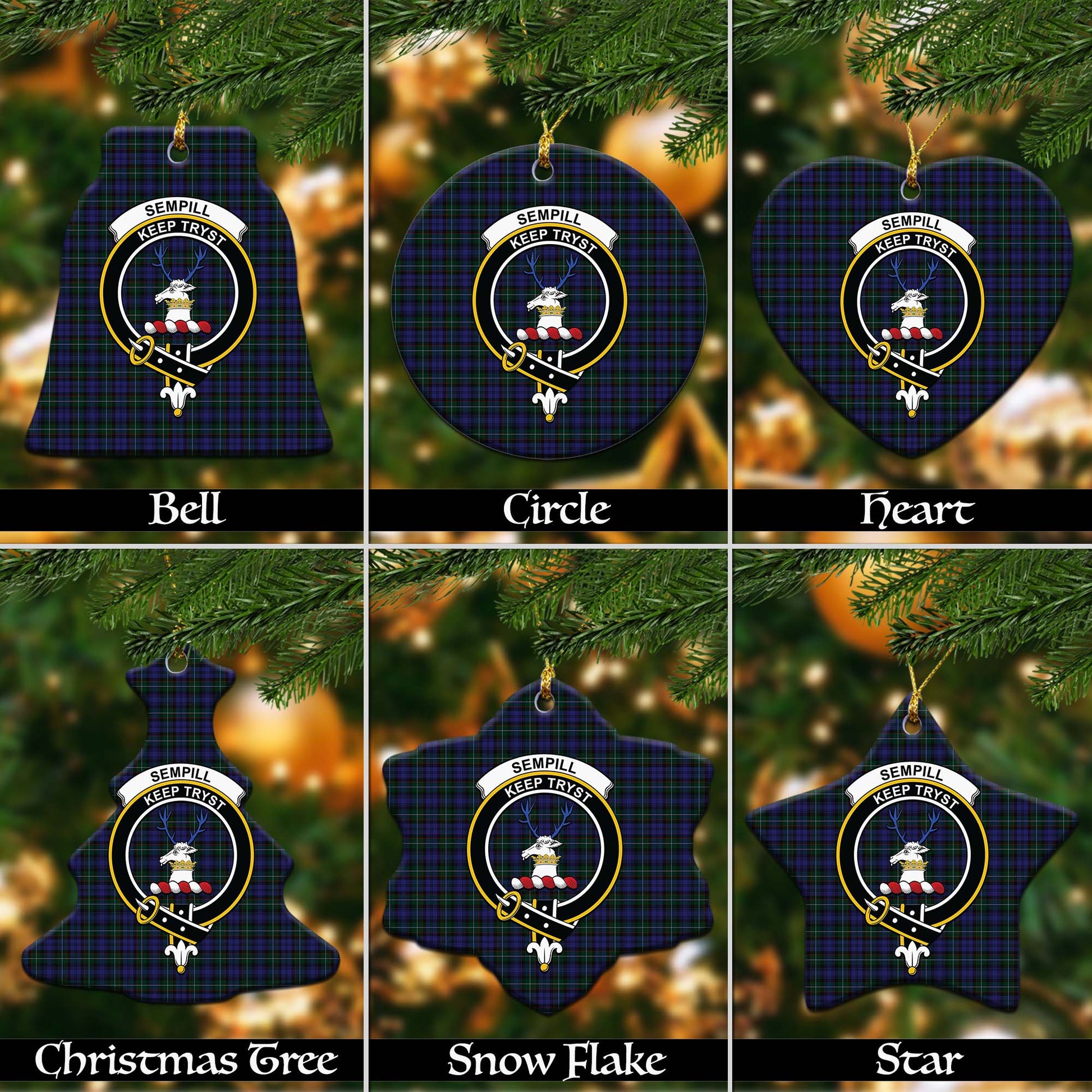 Sempill Tartan Christmas Ornaments with Family Crest - Tartanvibesclothing