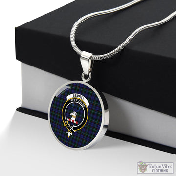 Sempill (Semple) Tartan Circle Necklace with Family Crest