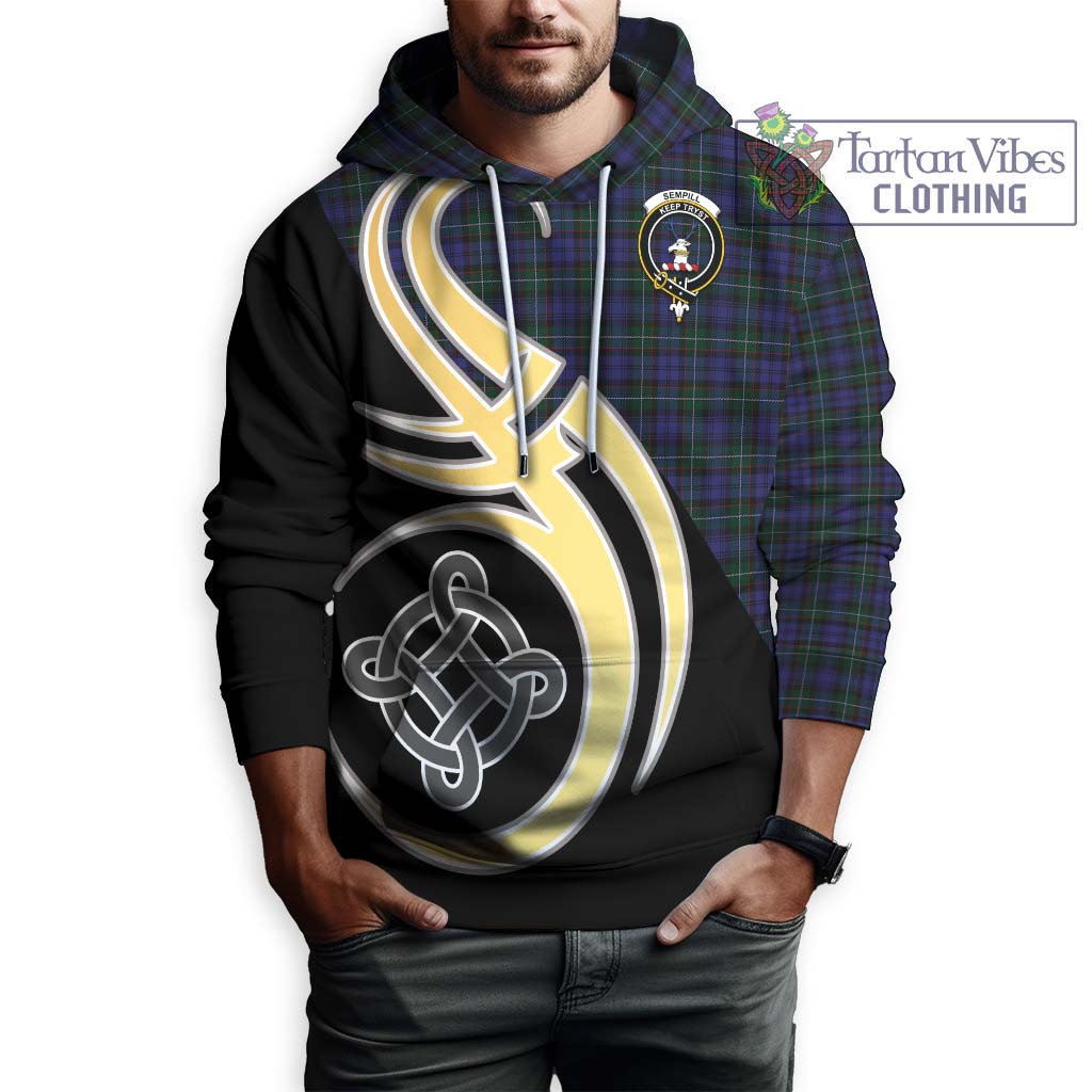 Sempill (Semple) Tartan Hoodie with Family Crest and Celtic Symbol Style Zip Hoodie - Tartan Vibes Clothing