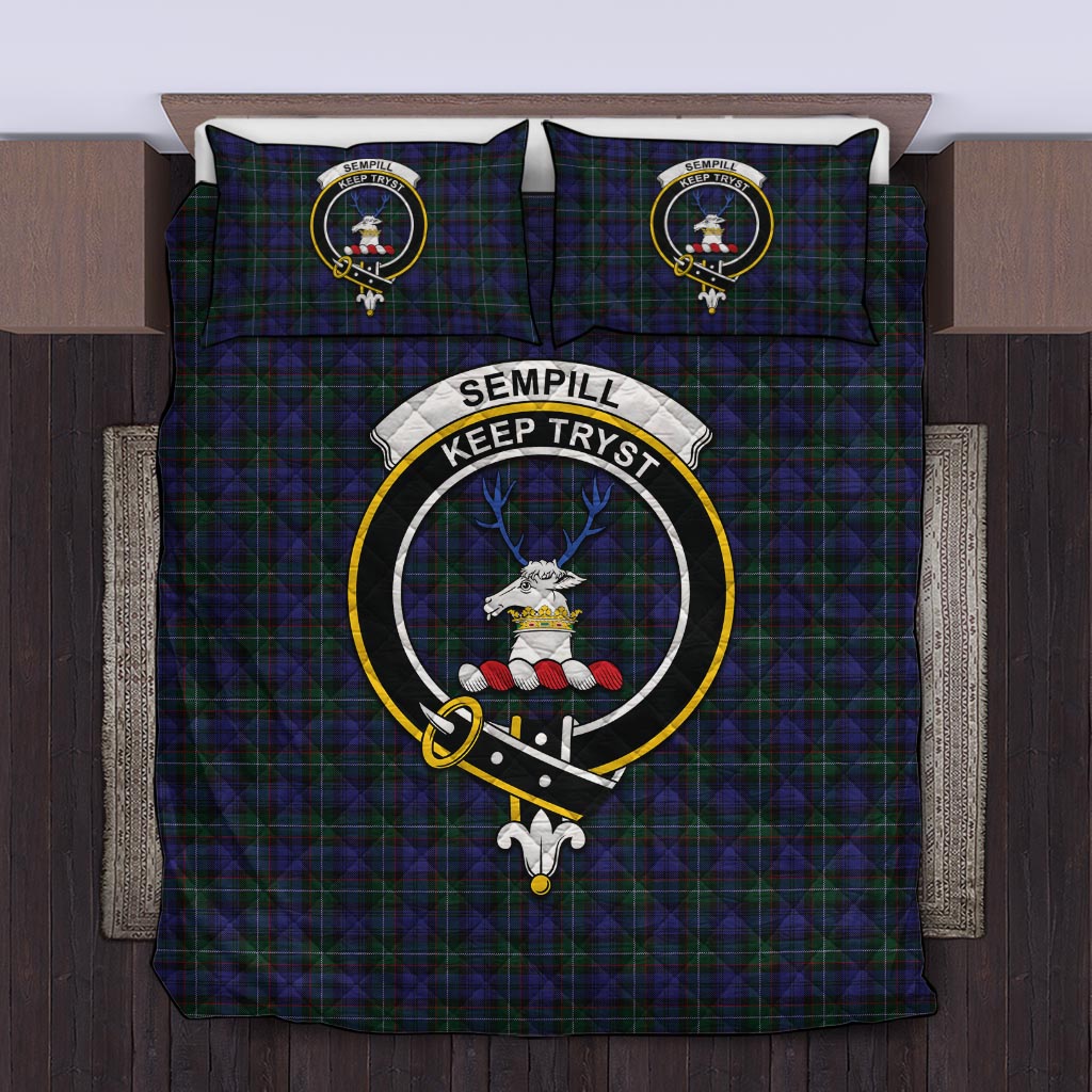 Sempill (Semple) Tartan Quilt Bed Set with Family Crest Twin - Tartan Vibes Clothing