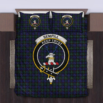 Sempill (Semple) Tartan Quilt Bed Set with Family Crest