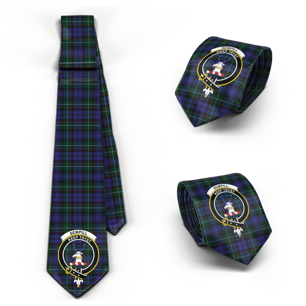 Sempill (Semple) Tartan Classic Necktie with Family Crest Necktie One Size - Tartan Vibes Clothing