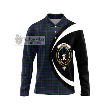 Sempill (Semple) Tartan Long Sleeve Polo Shirt with Family Crest Circle Style