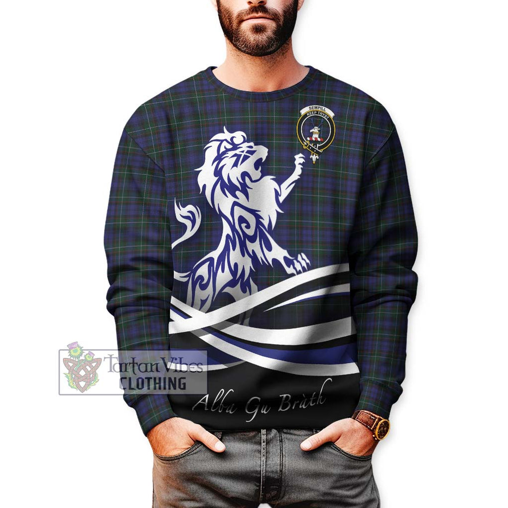 Sempill (Semple) Tartan Sweatshirt with Alba Gu Brath Regal Lion Emblem Unisex - Tartanvibesclothing Shop