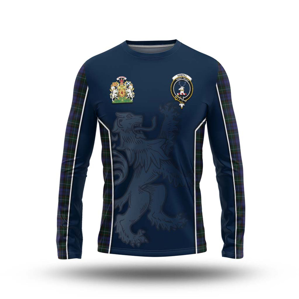 Sempill (Semple) Tartan Long Sleeve T-Shirt with Family Crest and Lion Rampant Vibes Sport Style Unisex - Tartan Vibes Clothing