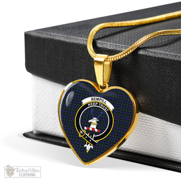 Sempill Tartan Heart Necklace with Family Crest