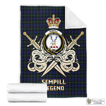 Sempill (Semple) Tartan Blanket with Clan Crest and the Golden Sword of Courageous Legacy