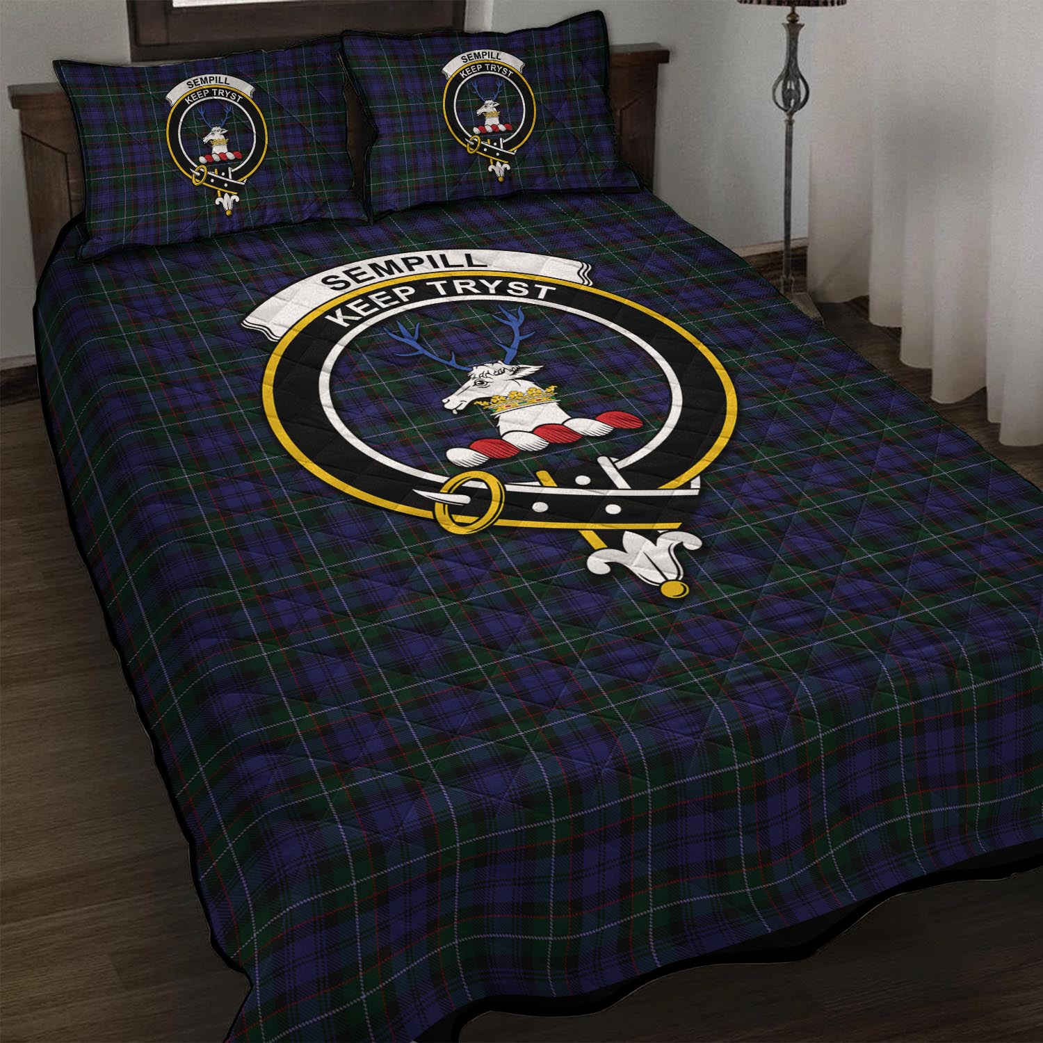 Sempill (Semple) Tartan Quilt Bed Set with Family Crest - Tartan Vibes Clothing