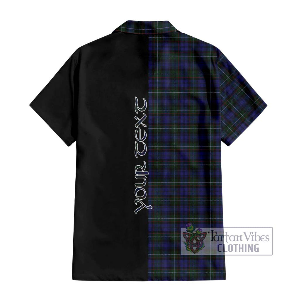 Sempill (Semple) Tartan Short Sleeve Button Shirt with Family Crest and Half Of Me Style - Tartanvibesclothing Shop