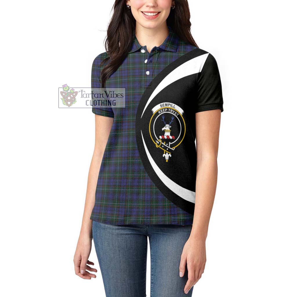 Sempill (Semple) Tartan Women's Polo Shirt with Family Crest Circle Style - Tartan Vibes Clothing