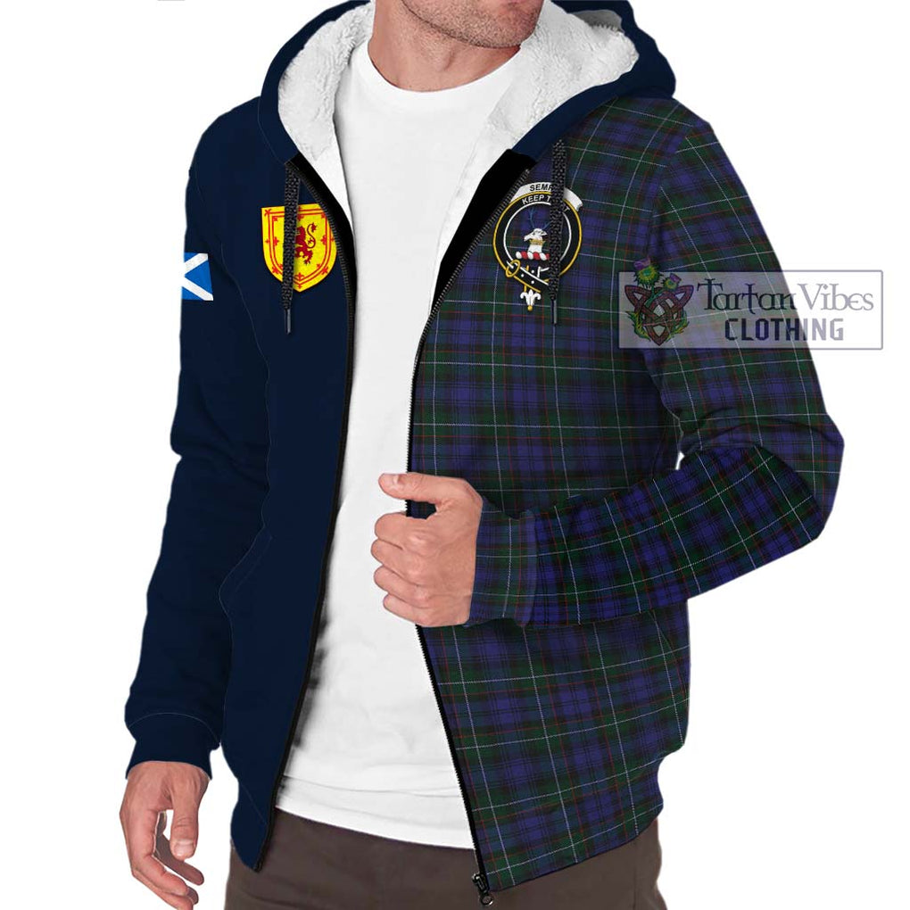 Tartan Vibes Clothing Sempill Tartan Sherpa Hoodie with Scottish Lion Royal Arm Half Style