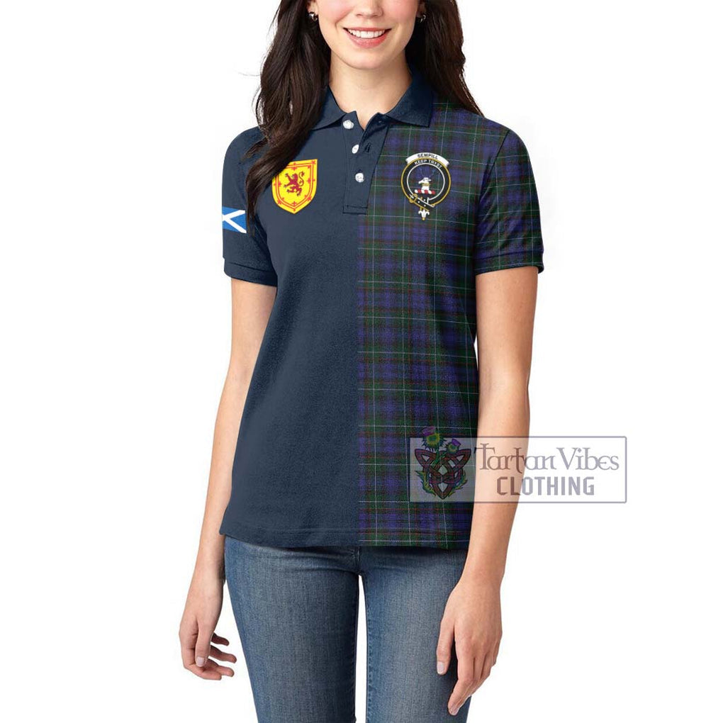 Sempill (Semple) Tartan Women's Polo Shirt Alba with Scottish Lion Royal Arm Half Style - Tartan Vibes Clothing