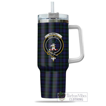 Sempill (Semple) Tartan and Family Crest Tumbler with Handle