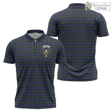 Sempill (Semple) Tartan Zipper Polo Shirt with Family Crest