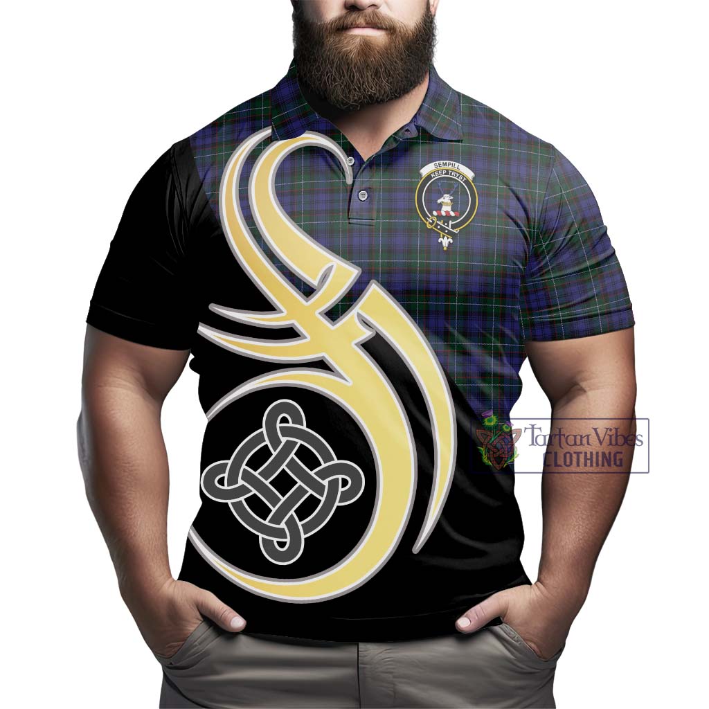 Tartan Vibes Clothing Sempill Tartan Polo Shirt with Family Crest and Celtic Symbol Style