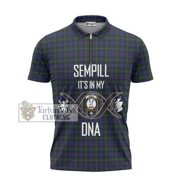 Sempill (Semple) Tartan Zipper Polo Shirt with Family Crest DNA In Me Style