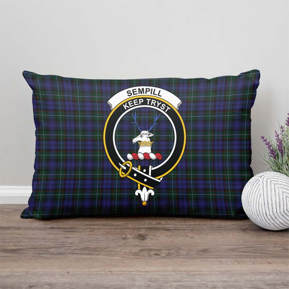 Sempill Tartan Pillow Cover with Family Crest Rectangle Pillow Cover - Tartanvibesclothing