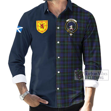 Sempill (Semple) Tartan Long Sleeve Button Shirt Alba with Scottish Lion Royal Arm Half Style