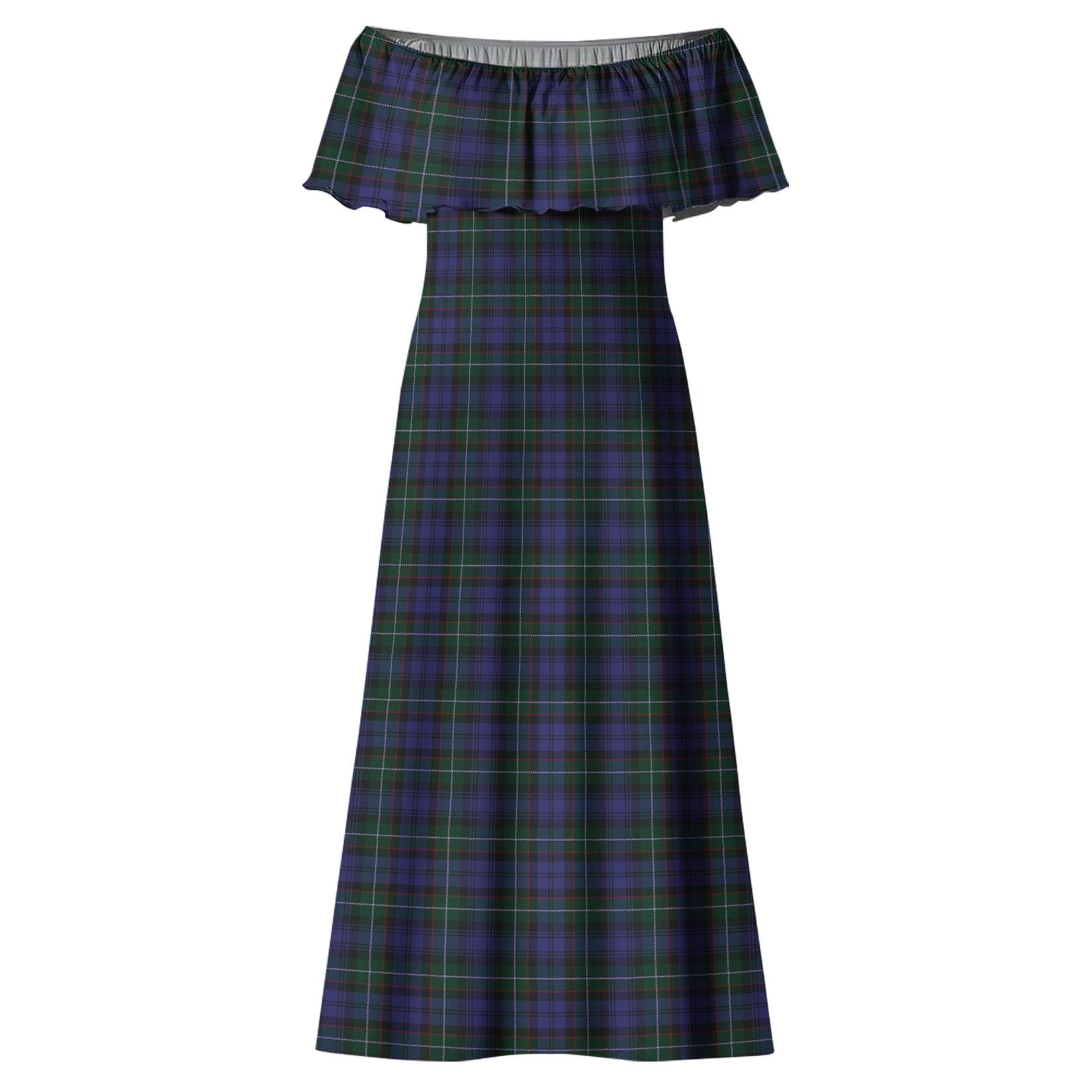 Sempill Tartan Off Shoulder Long Dress - Tartanvibesclothing