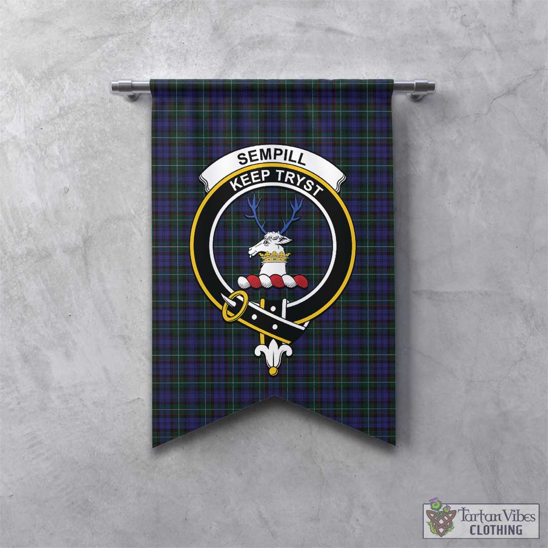 Tartan Vibes Clothing Sempill Tartan Gonfalon, Tartan Banner with Family Crest