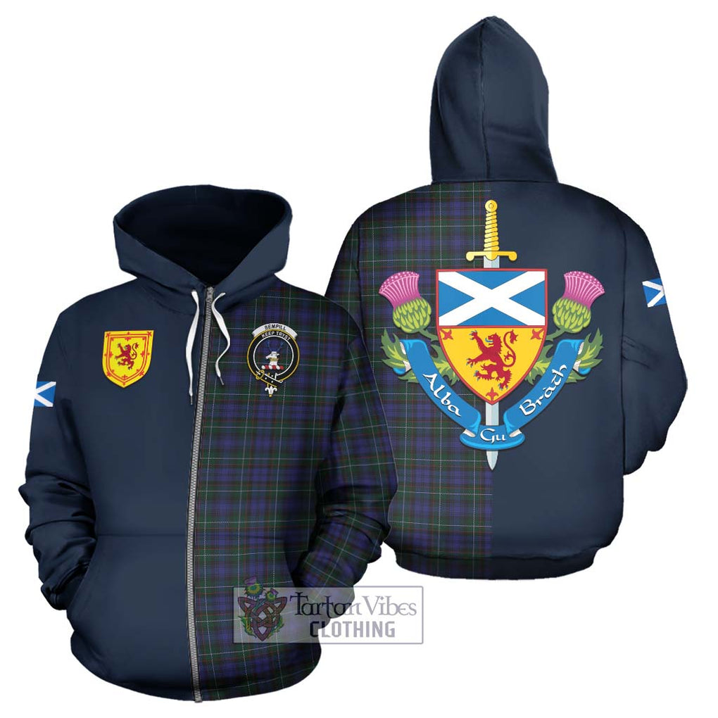 Tartan Vibes Clothing Sempill Tartan Hoodie with Scottish Lion Royal Arm Half Style