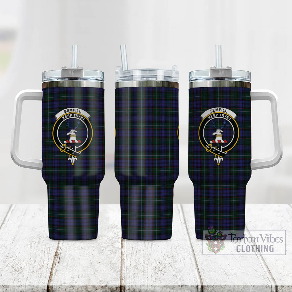 Tartan Vibes Clothing Sempill Tartan and Family Crest Tumbler with Handle