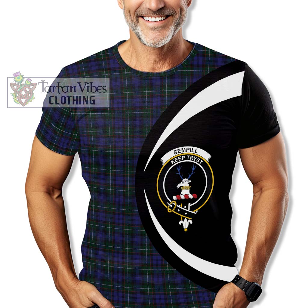 Tartan Vibes Clothing Sempill Tartan T-Shirt with Family Crest Circle Style