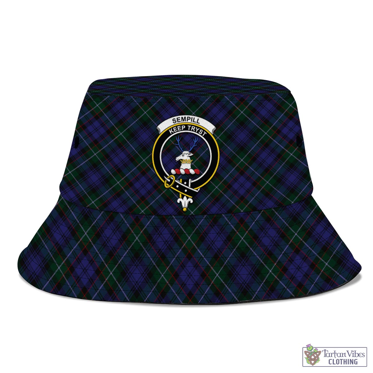 Tartan Vibes Clothing Sempill Tartan Bucket Hat with Family Crest