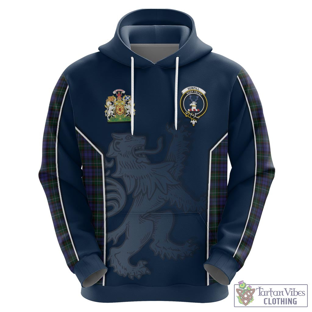 Tartan Vibes Clothing Sempill Tartan Hoodie with Family Crest and Lion Rampant Vibes Sport Style