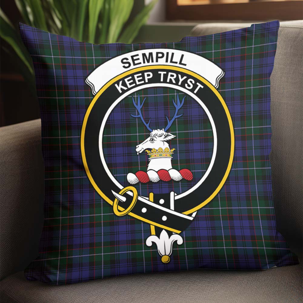 Sempill Tartan Pillow Cover with Family Crest - Tartanvibesclothing