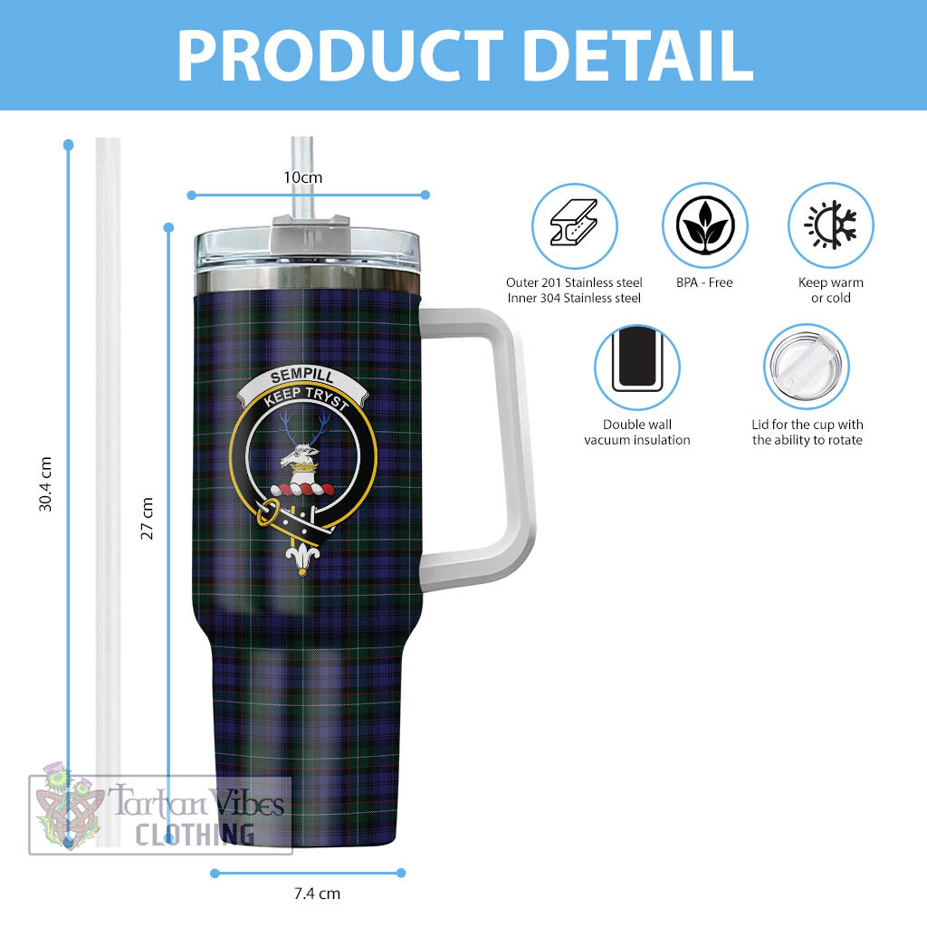 Tartan Vibes Clothing Sempill Tartan and Family Crest Tumbler with Handle