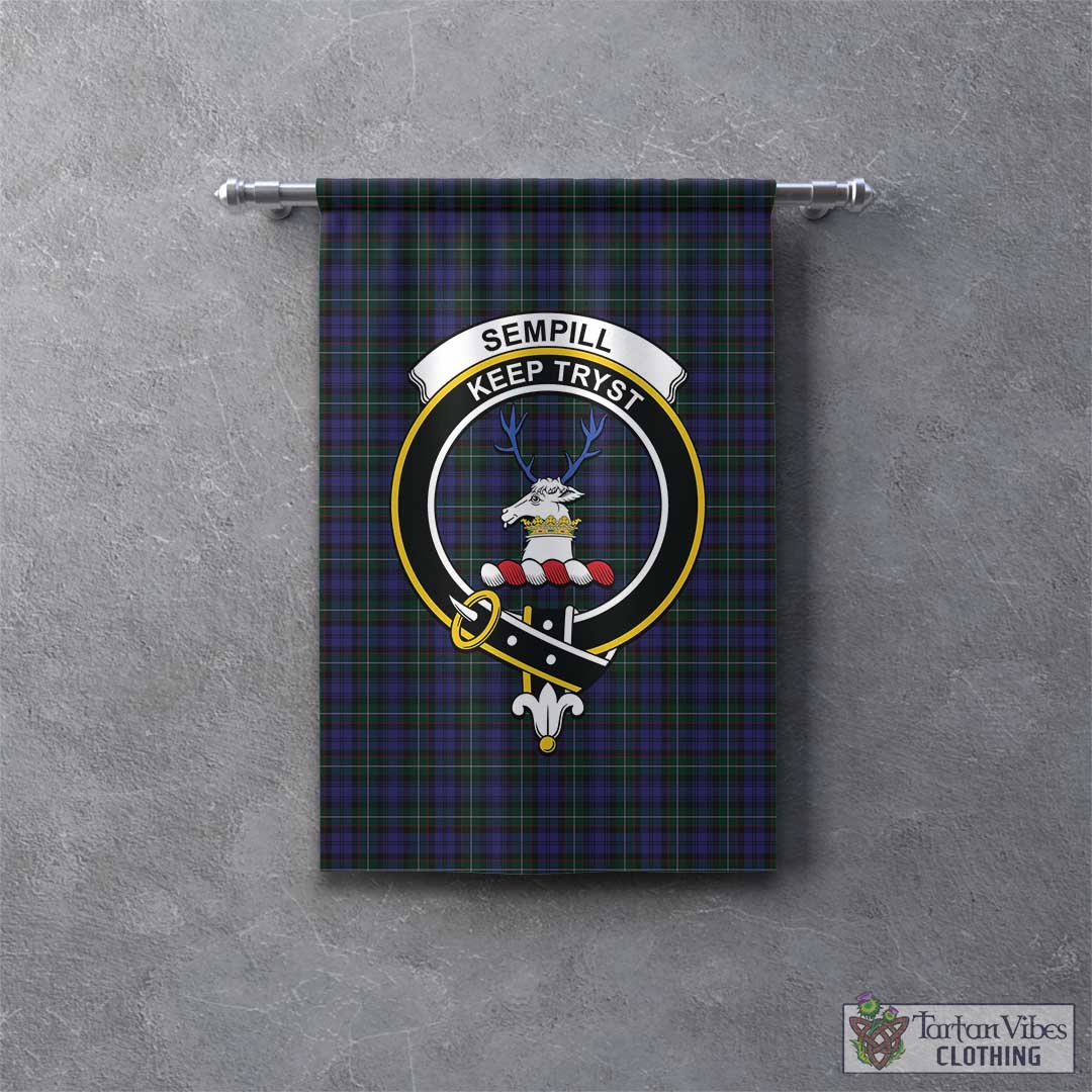 Tartan Vibes Clothing Sempill Tartan Gonfalon, Tartan Banner with Family Crest