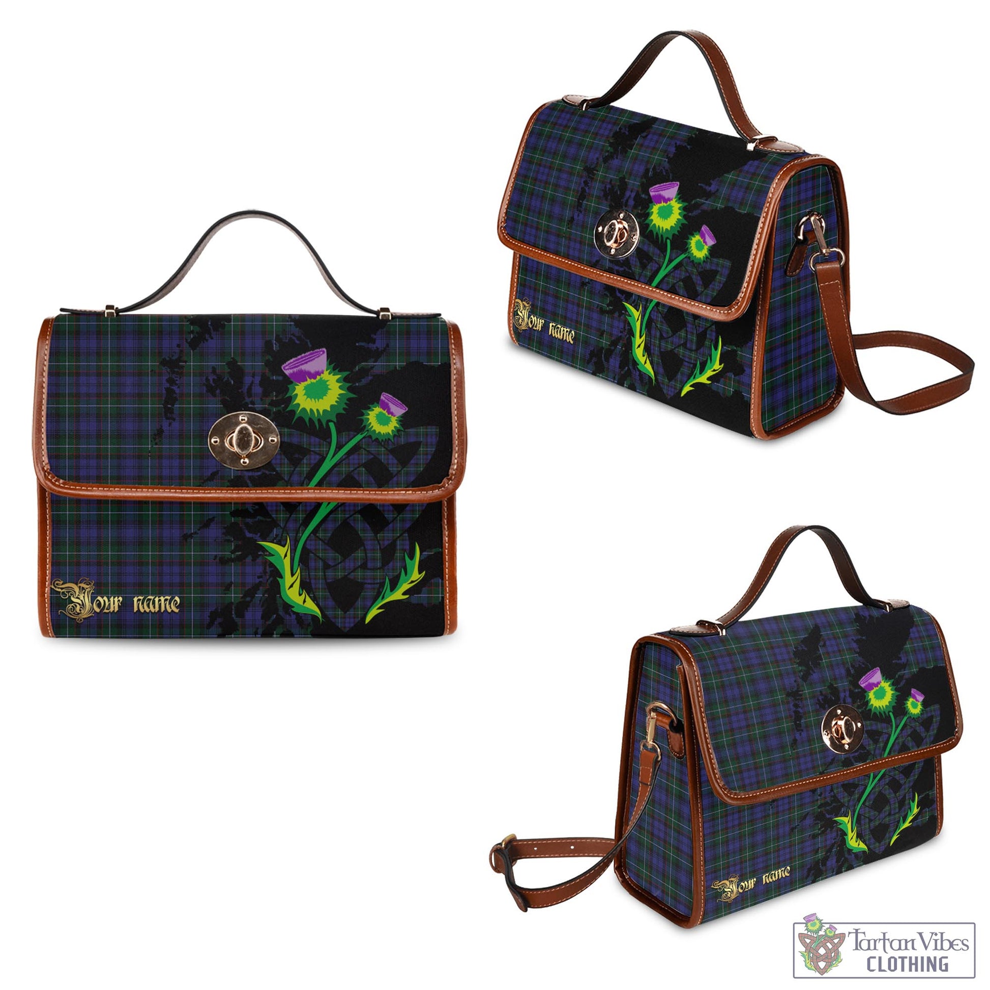 Tartan Vibes Clothing Sempill Tartan Waterproof Canvas Bag with Scotland Map and Thistle Celtic Accents