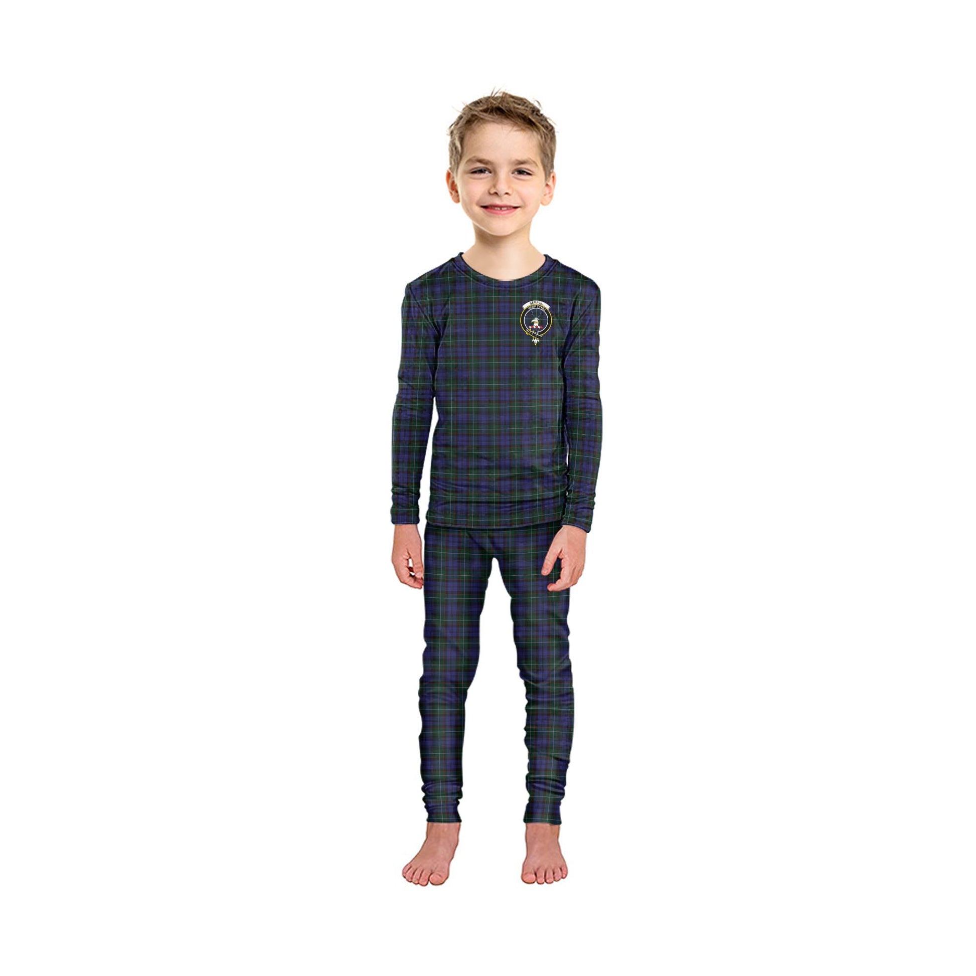 Sempill Tartan Pajamas Family Set with Family Crest - Tartanvibesclothing