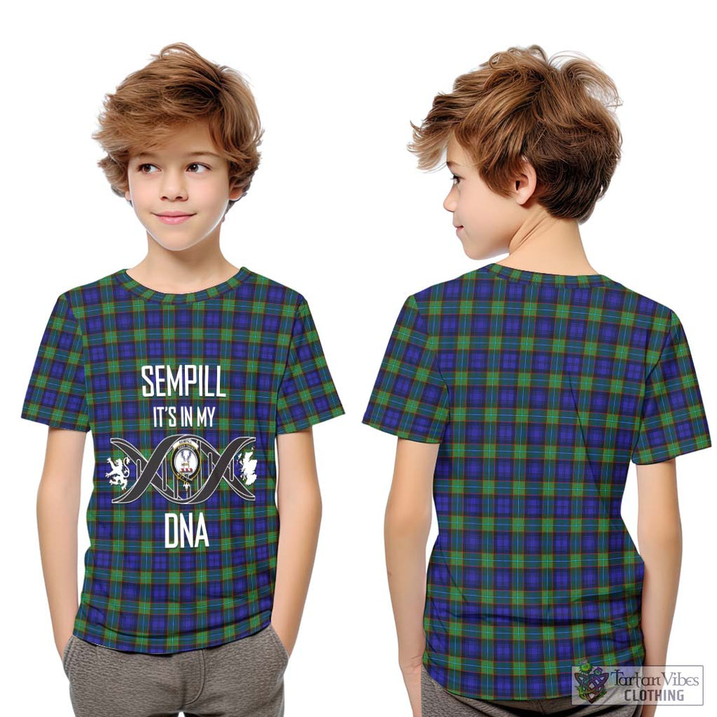 Sempill Modern Tartan Kid T-Shirt with Family Crest DNA In Me Style Youth XL Size14 - Tartanvibesclothing Shop