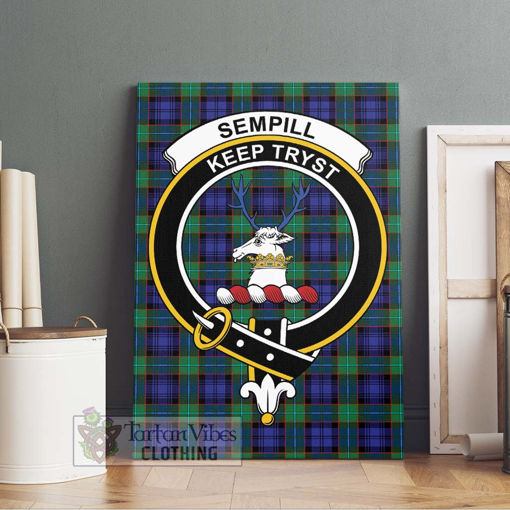 Sempill Modern Tartan Canvas Print Wall Art with Family Crest Without Frame - Tartan Vibes Clothing