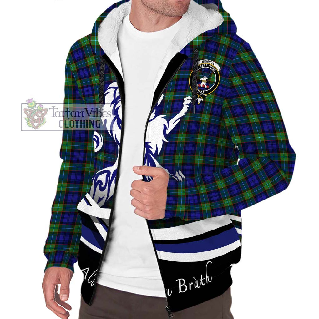 Sempill Modern Tartan Sherpa Hoodie with Alba Gu Brath Regal Lion Emblem Unisex S - Tartanvibesclothing Shop