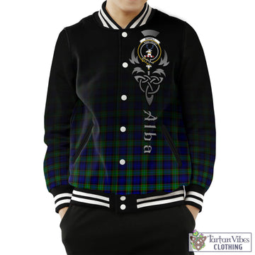 Sempill Modern Tartan Baseball Jacket Featuring Alba Gu Brath Family Crest Celtic Inspired