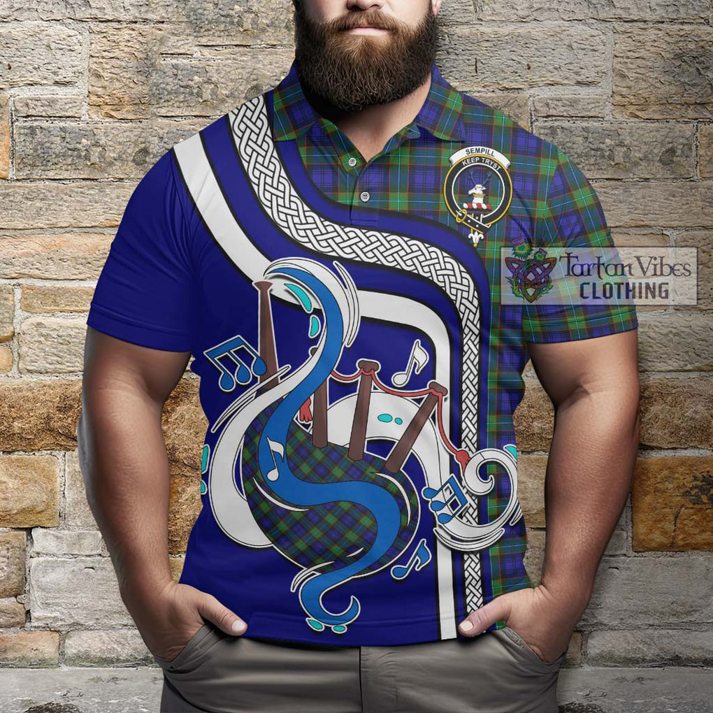 Tartan Vibes Clothing Sempill Modern Tartan Polo Shirt with Epic Bagpipe Style