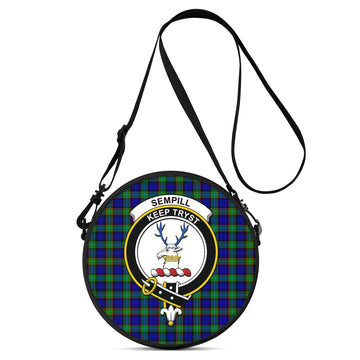 Sempill Modern Tartan Round Satchel Bags with Family Crest