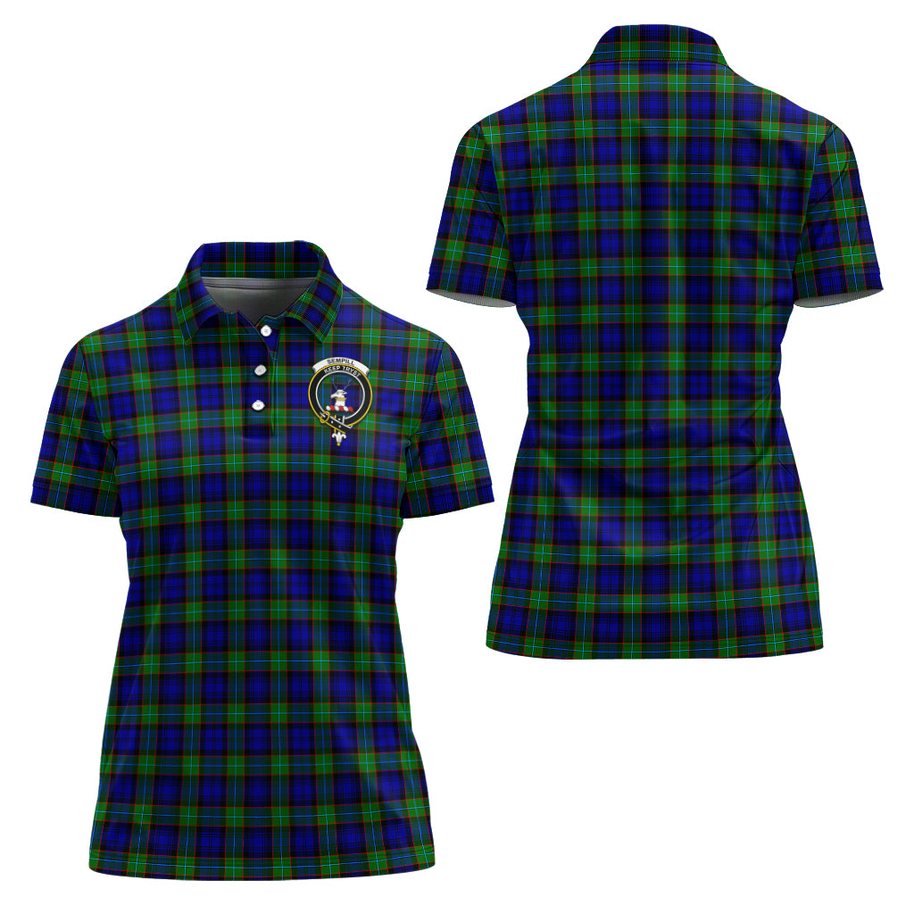 Sempill Modern Tartan Polo Shirt with Family Crest For Women Women - Tartan Vibes Clothing