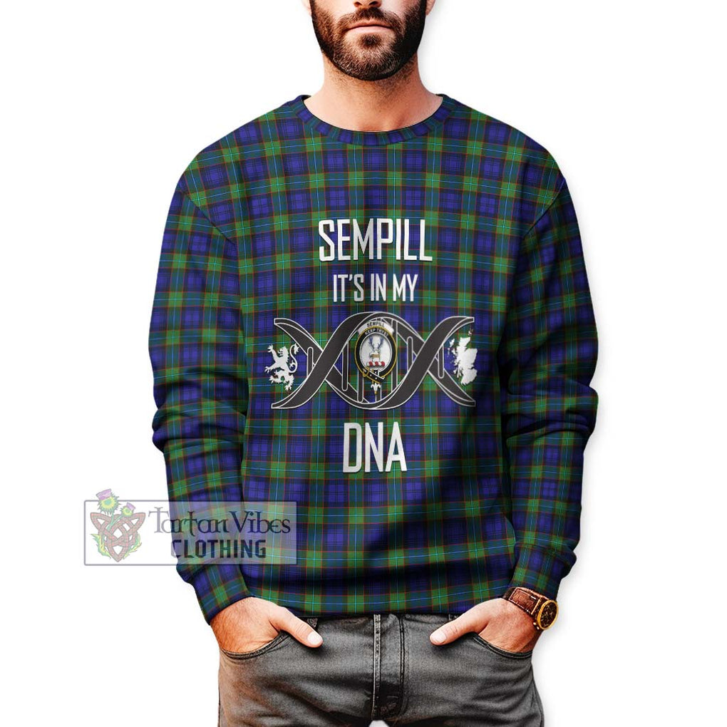 Sempill Modern Tartan Sweatshirt with Family Crest DNA In Me Style Unisex - Tartanvibesclothing Shop